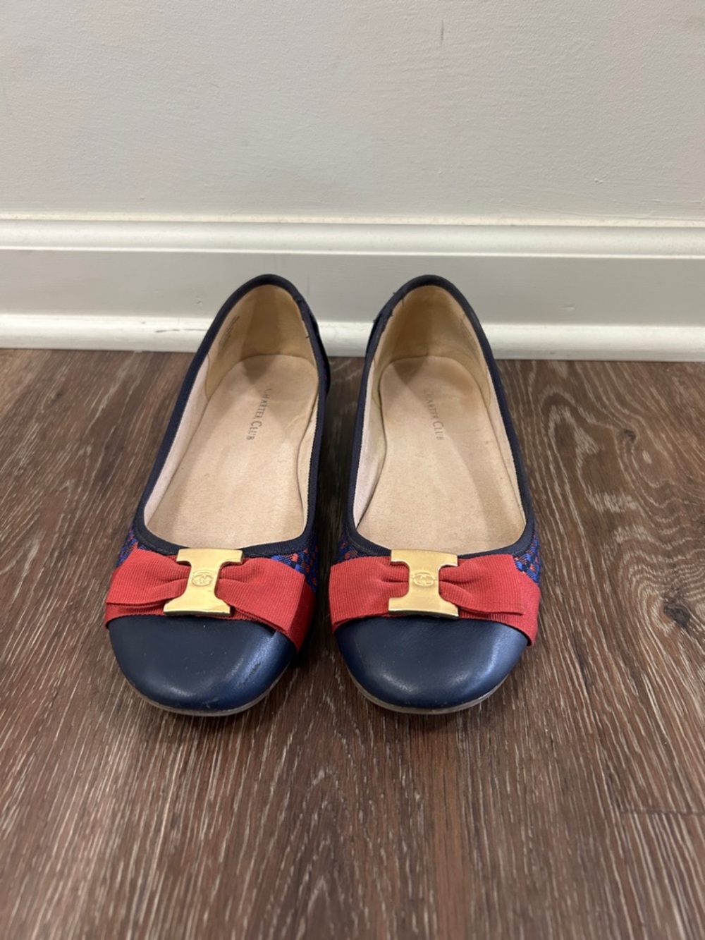 Classic Navy Blue & Red Women's Ballet Flats